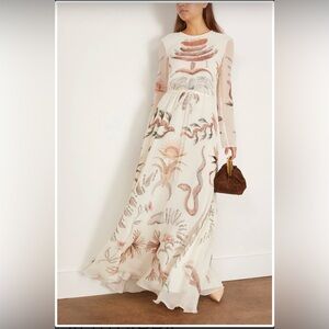 ALTUZARRA Sybbeline Dress in Ivory Figurative Tattoo NWT US 10/EU 42